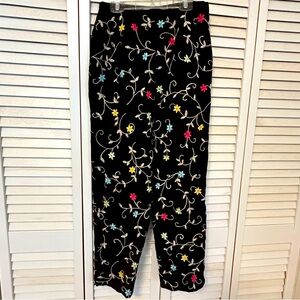 Talbots Irish Linen Embroidered Lined Ankle Pants